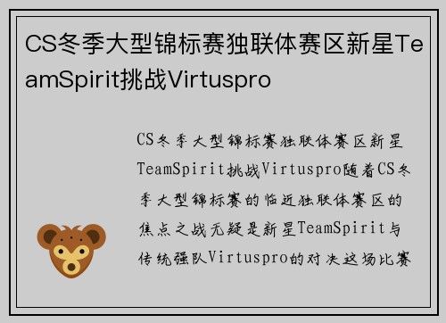 CS冬季大型锦标赛独联体赛区新星TeamSpirit挑战Virtuspro