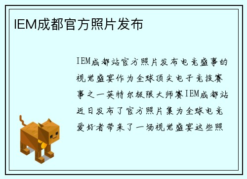 IEM成都官方照片发布